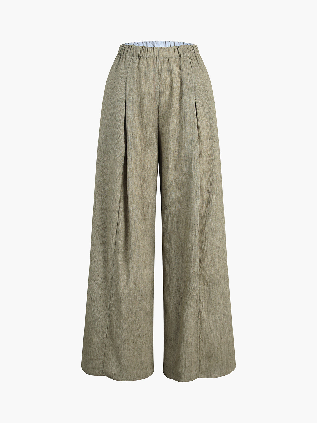 Elastic Waistband Linen Wide Leg Pants