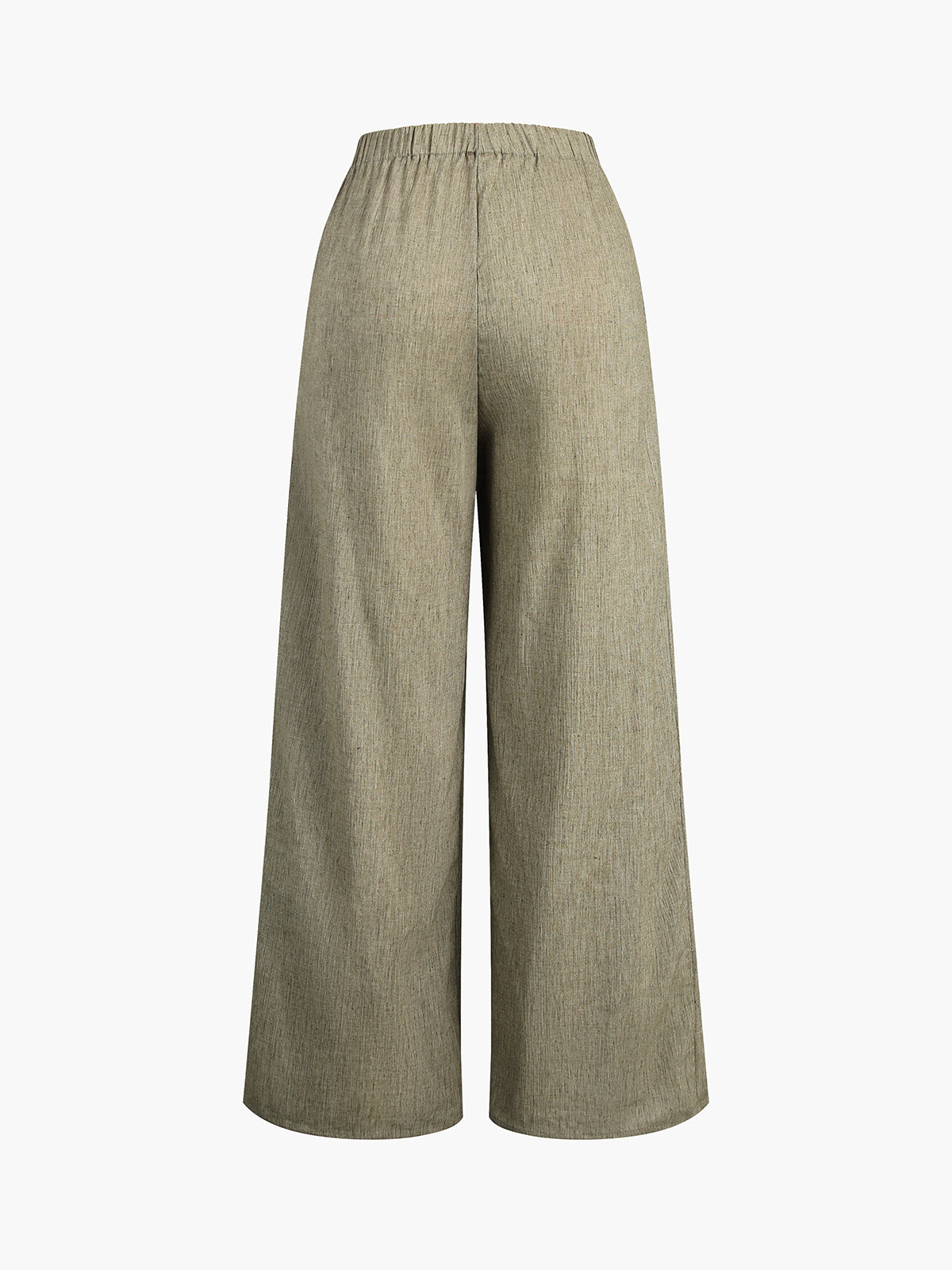 Elastic Waistband Linen Wide Leg Pants