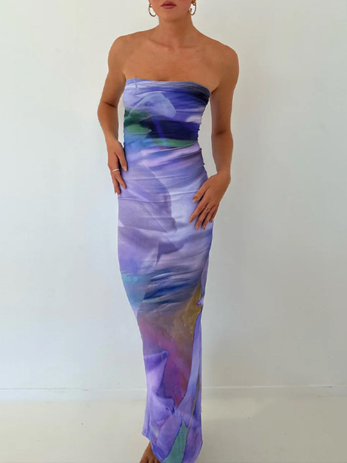 Lavender Sea Tube Long Dress