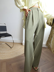 Summer Greens Pleat Wide Leg Pants