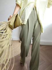 Summer Greens Pleat Wide Leg Pants