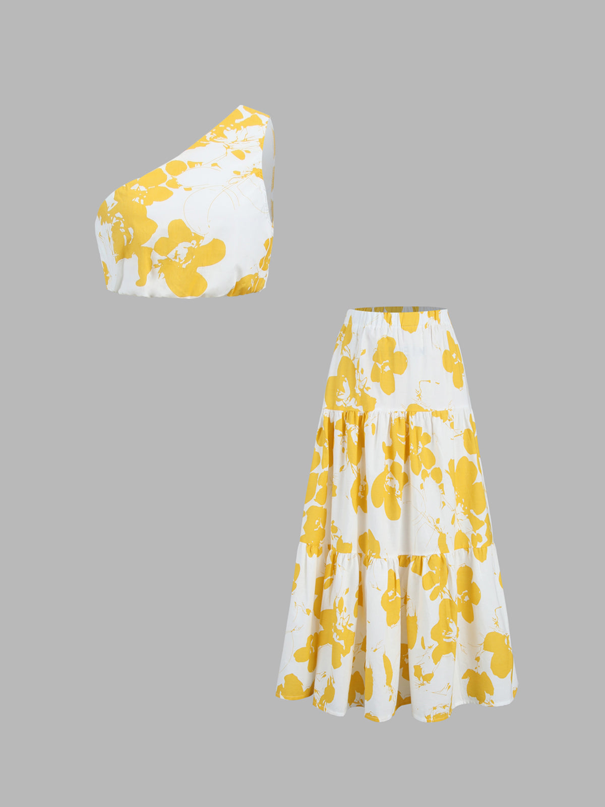 Plumeria Floral Two Piece Skirt Set