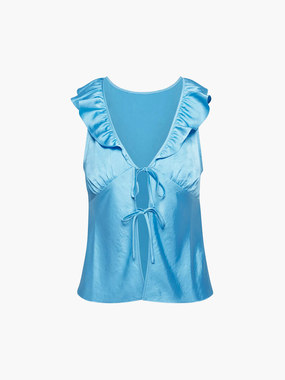 Satin Ruffle Fly Away Tied Top