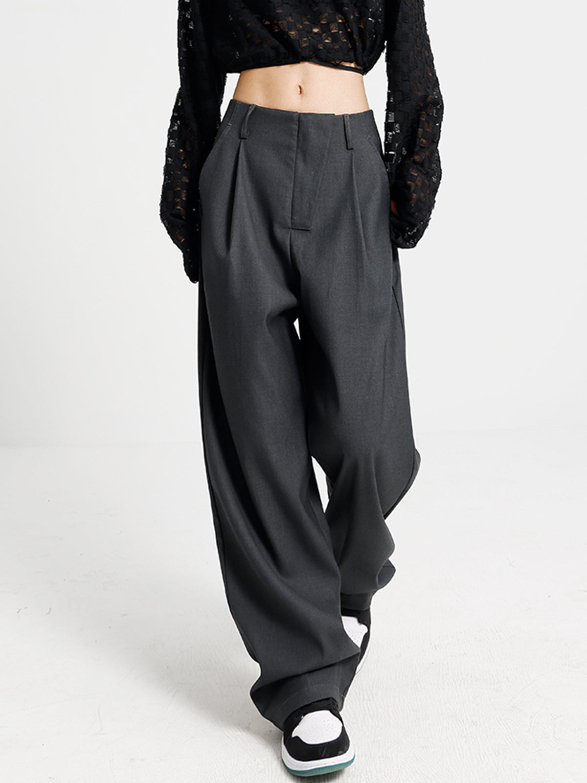 Wide Leg Pleated Draped Pants