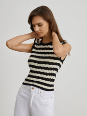 Stripe Cable Knit Vest