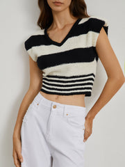 Stripe Cap Sleeve Vest