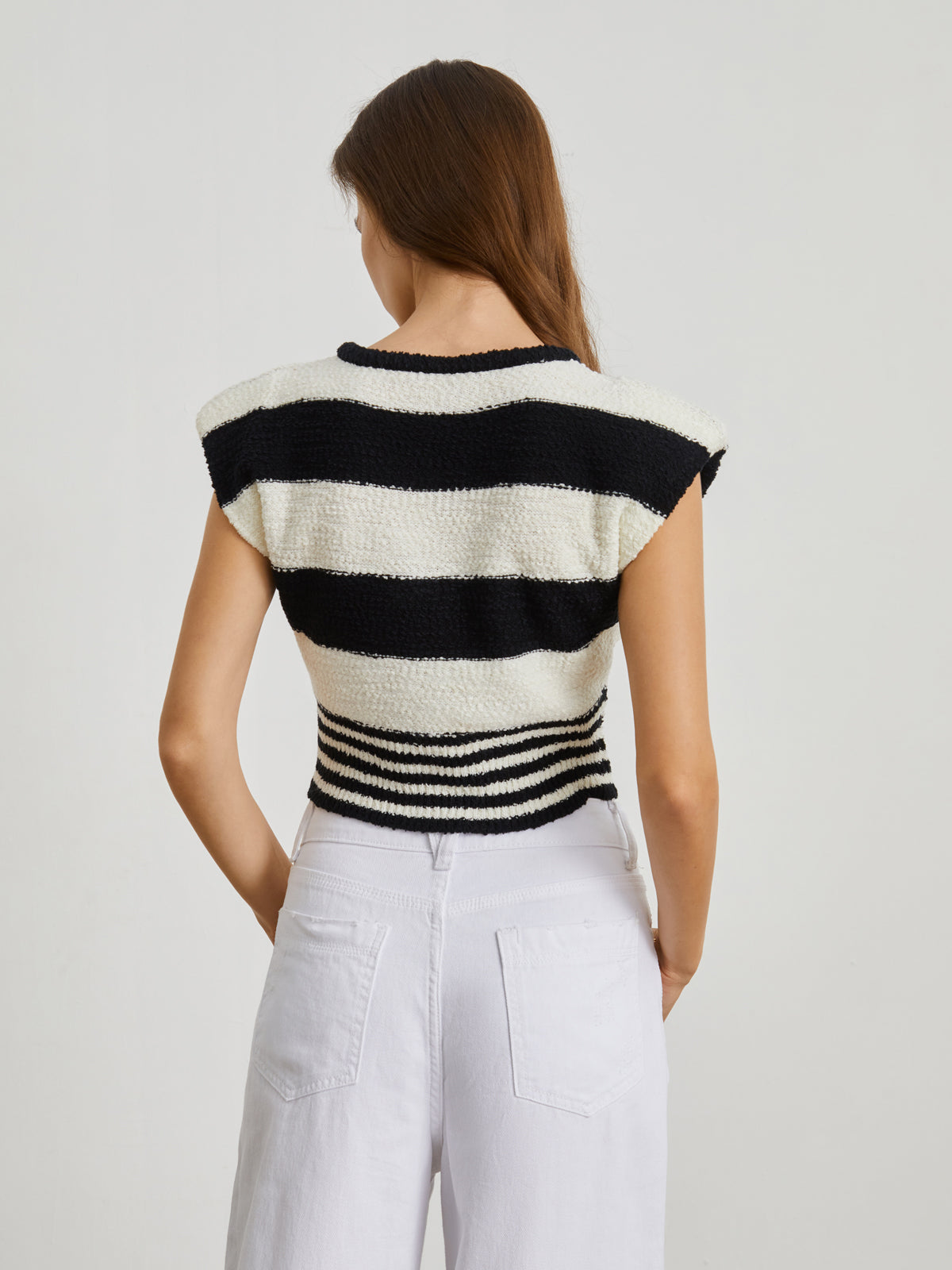 Stripe Cap Sleeve Vest