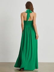 Tied Halter Open Back Long Dress