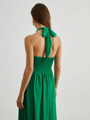 Tied Halter Open Back Long Dress