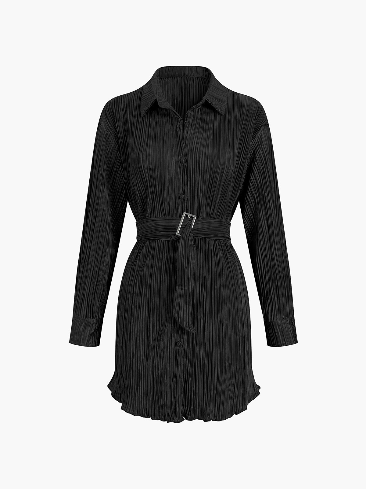 Pleat Tied Short Shirt Dress