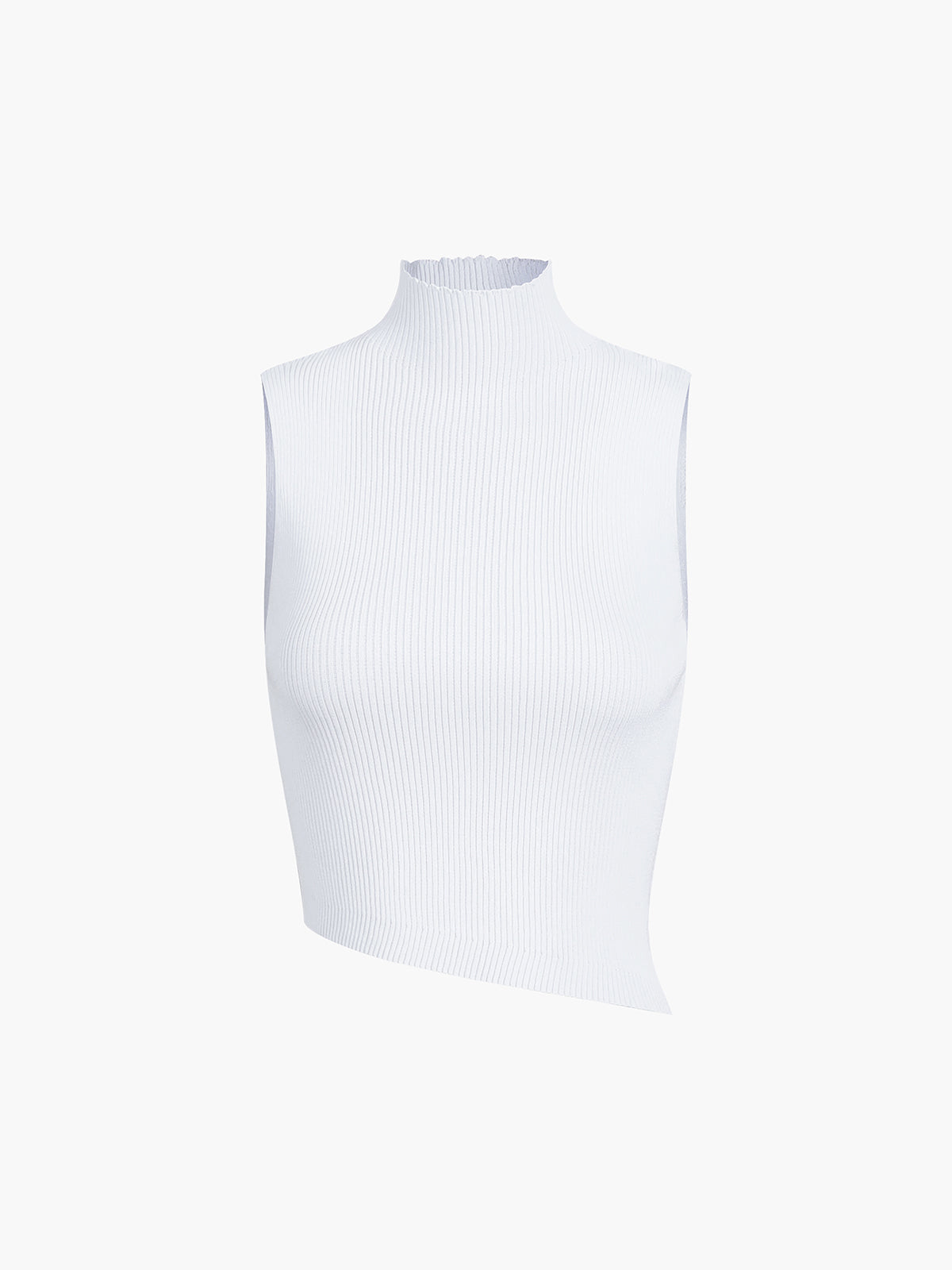 Mock Neck Oblique Hem Knit Top