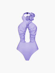 Rosette Ruched One Piece Swimsuit