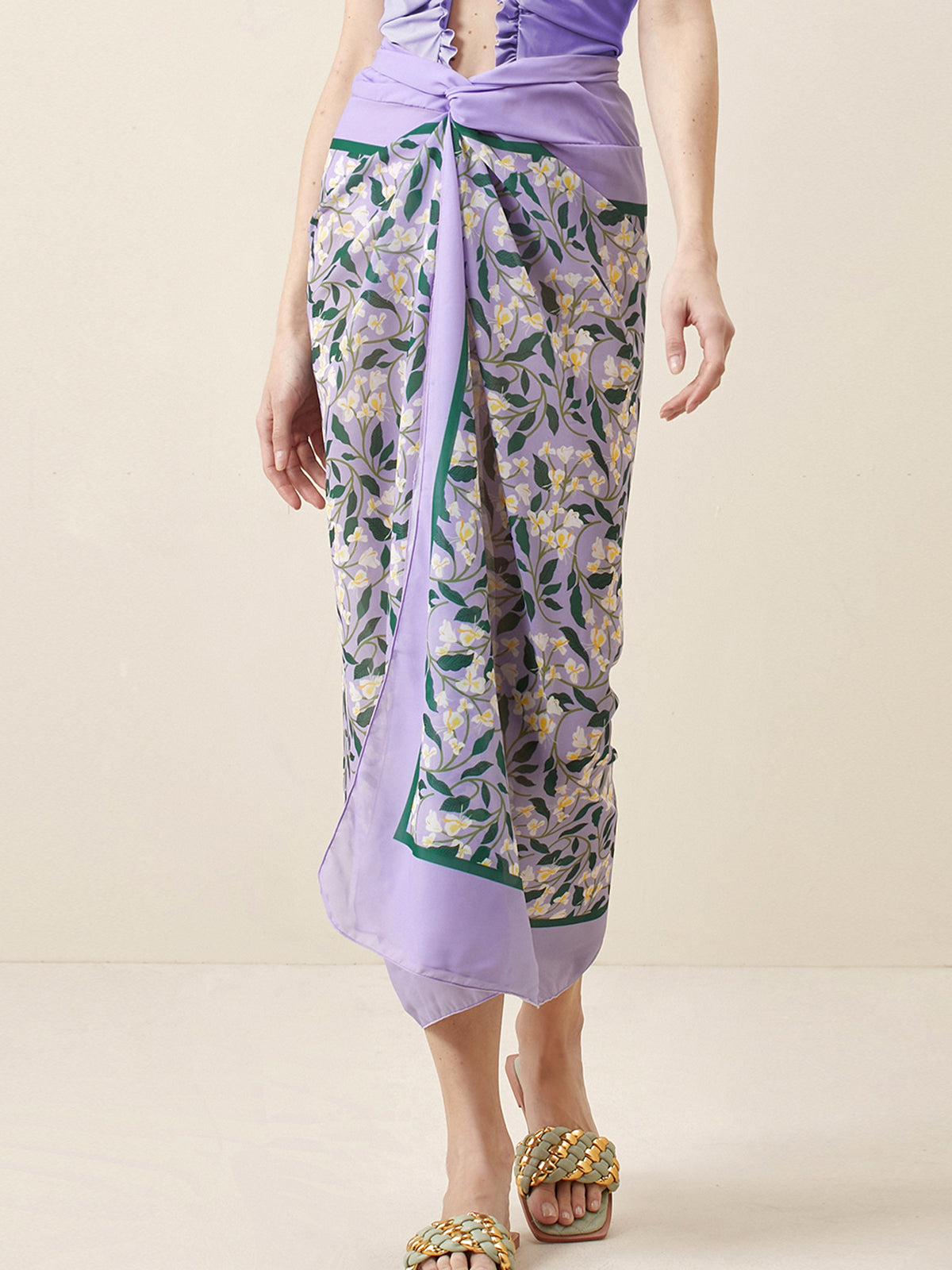 Floral Beach Cover Up Wrap Skirt