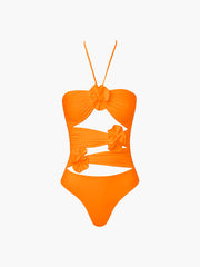 Vitamin C Rosette Cutout One Piece Swimsuit