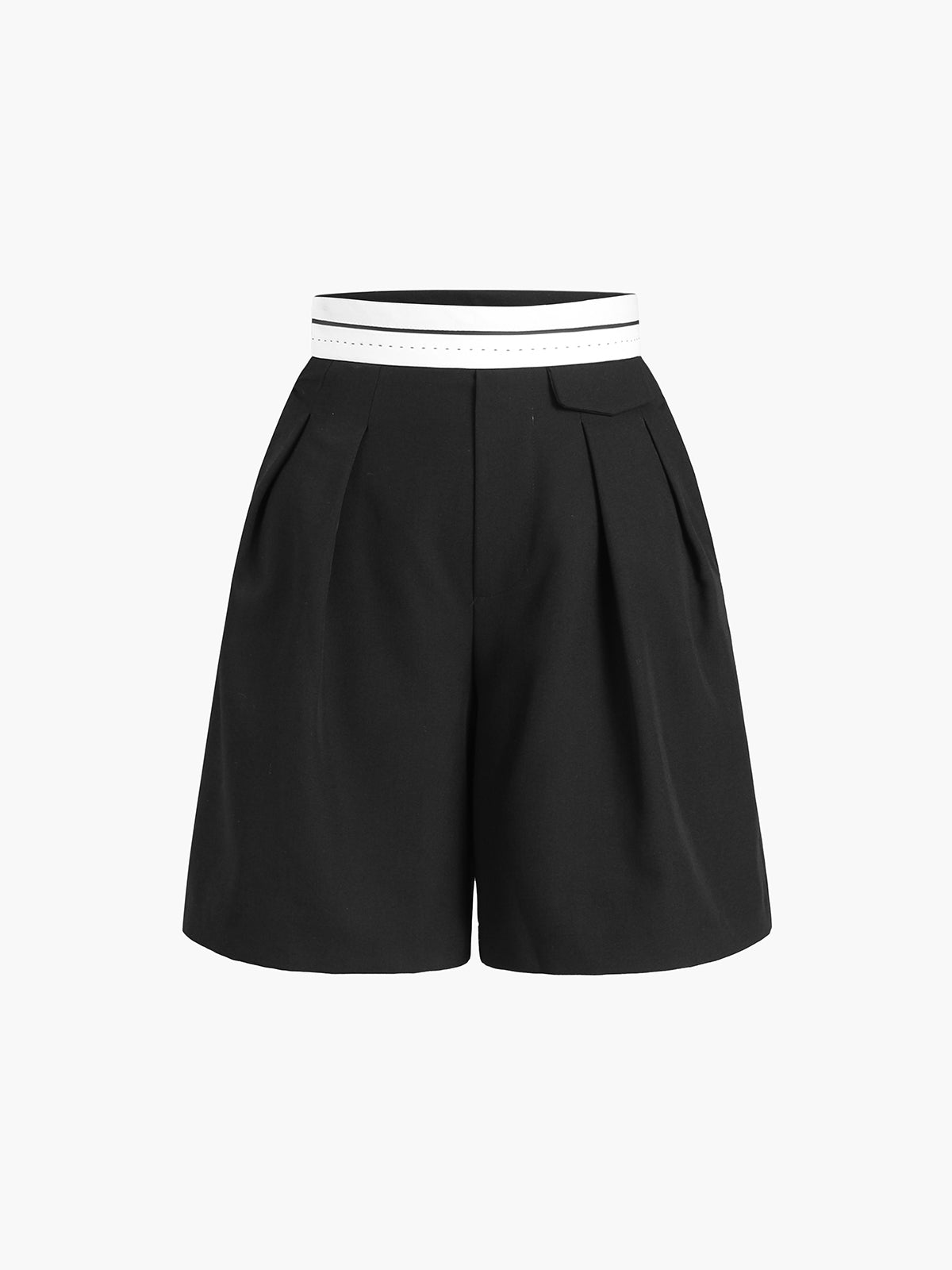 Contrast Waistband Pleat Shorts