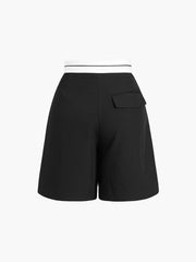 Contrast Waistband Pleat Shorts