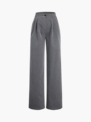 Buttoned Elastic Waistband Straight Leg Pants