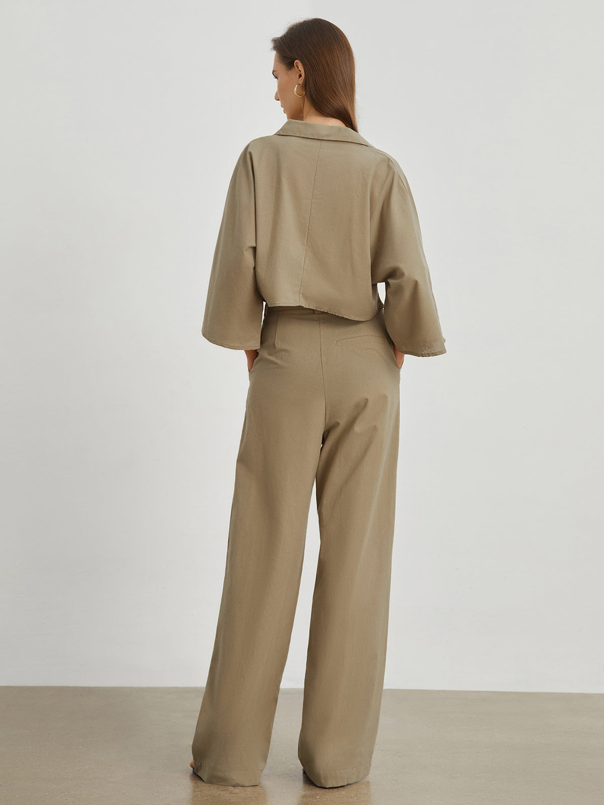 Utility Cotton Linen Wide Leg Pants