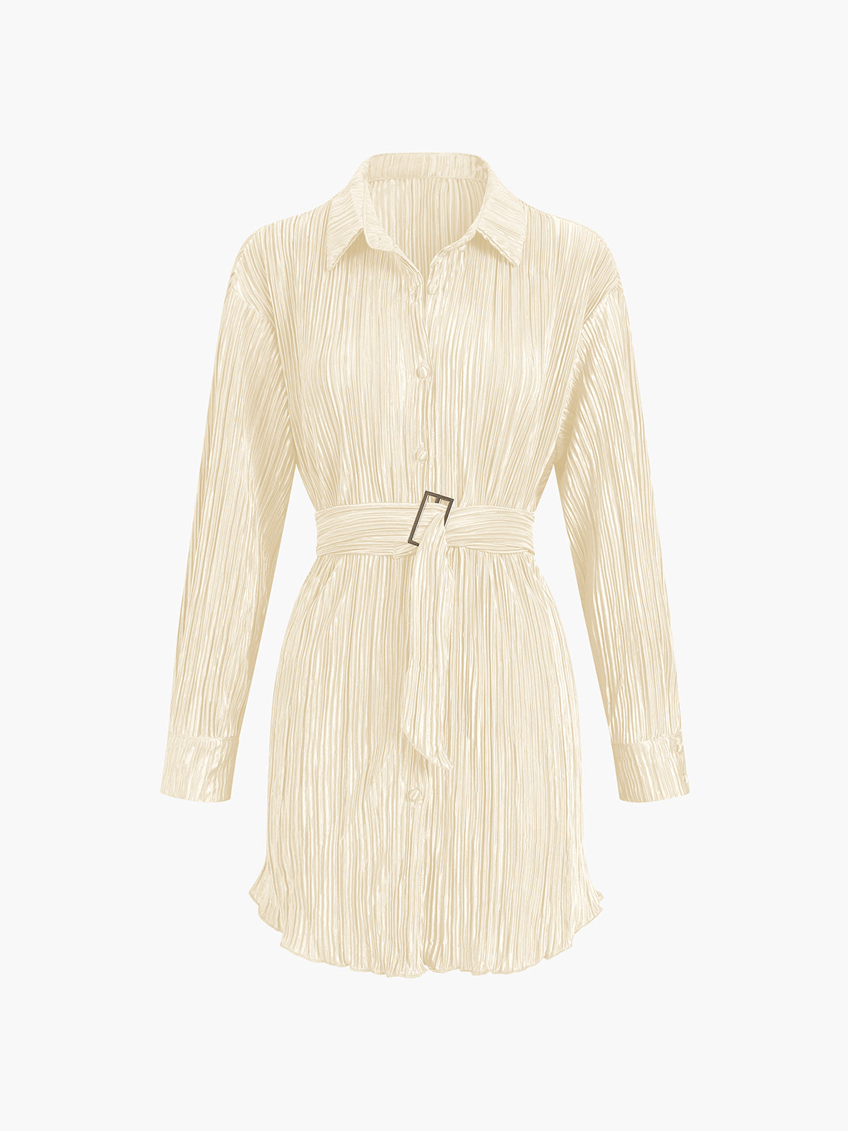 Pleat Tied Short Shirt Dress