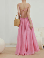 Cherry Blossom Tied Open Back Long Dress