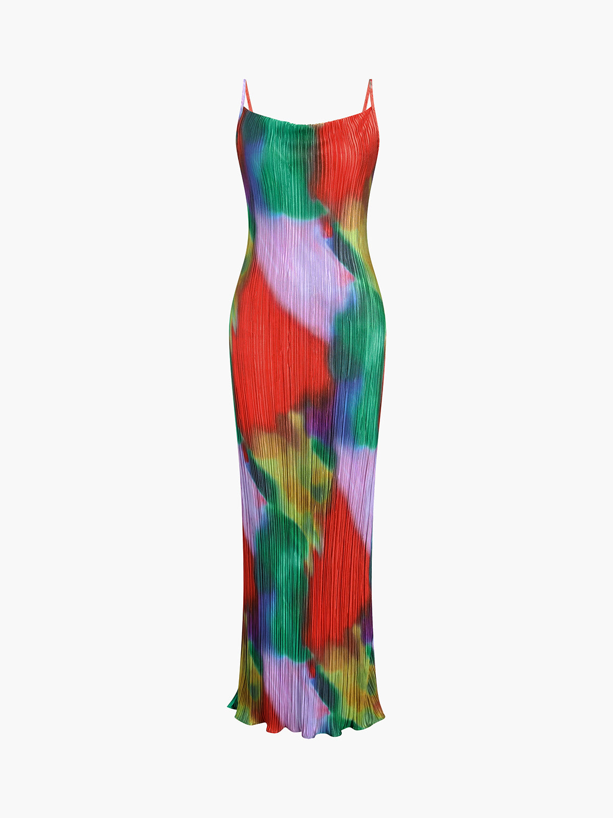 Tie Dye Pleat Long Dress