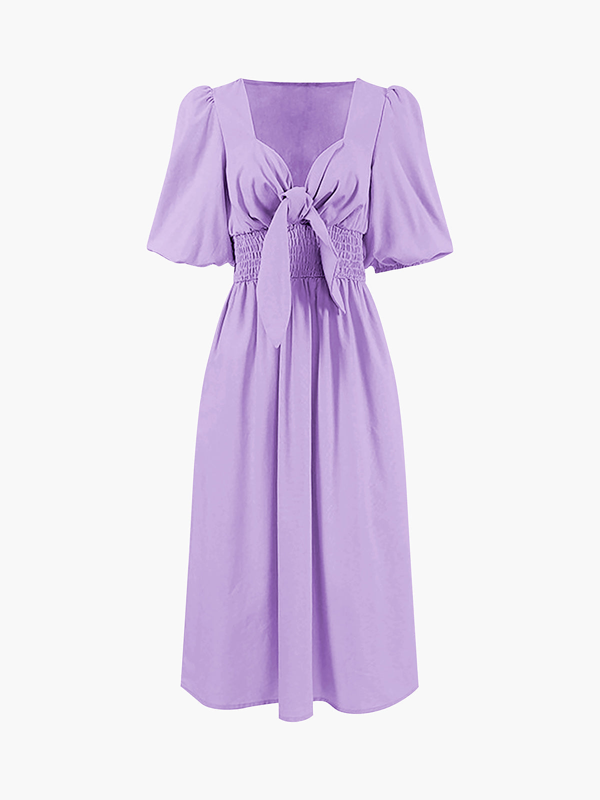 Linen Cotton Front Tie Midi Dress