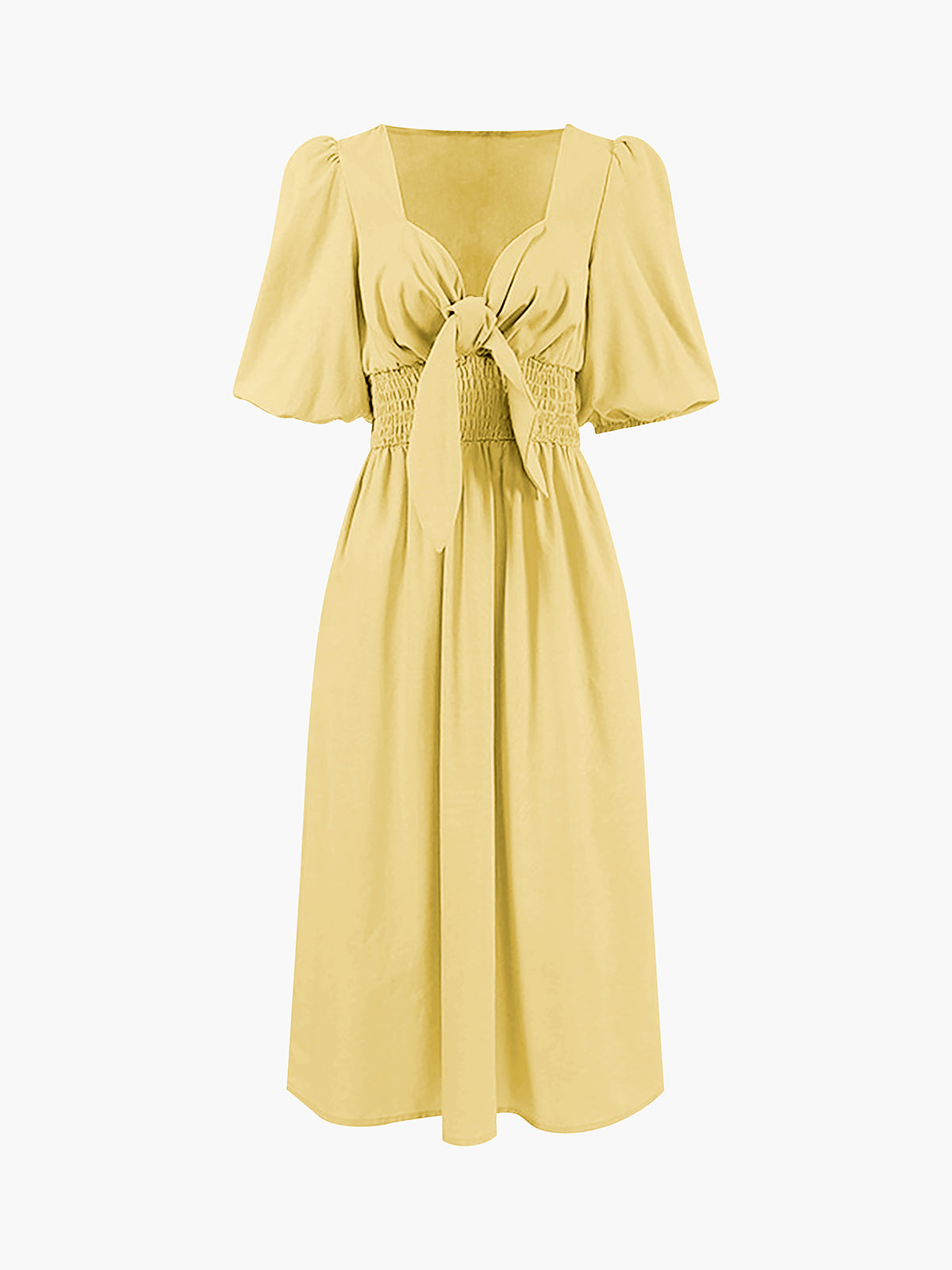 Linen Cotton Front Tie Midi Dress