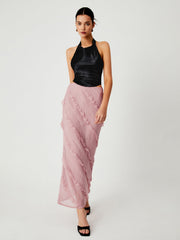 Ladder Ruffle Maxi Skirt