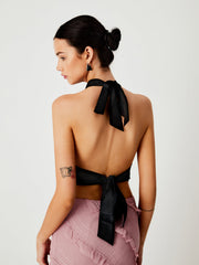 Tied Open Back Satin Top