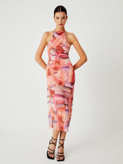 Lava Tie Dye Mesh Open Back Midi Dress