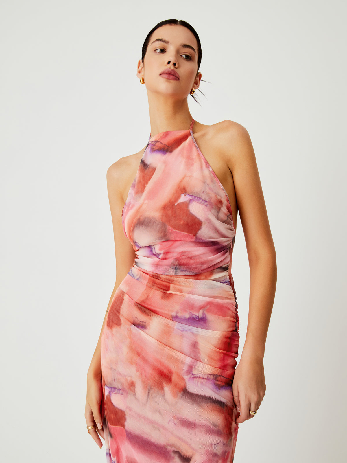 Lava Tie Dye Mesh Open Back Midi Dress