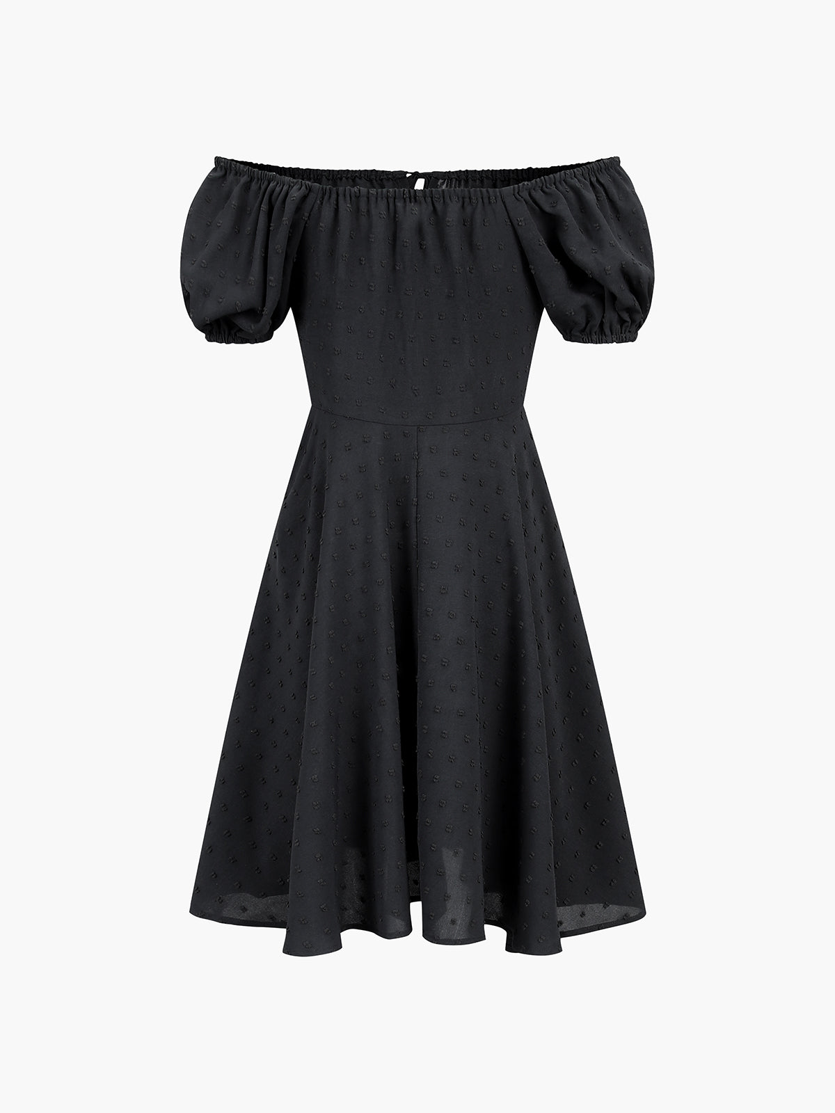 Off Shoulder Puff Sleeve Zippered Short Dress