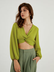 Fresh Summer Twist Crop Blouse