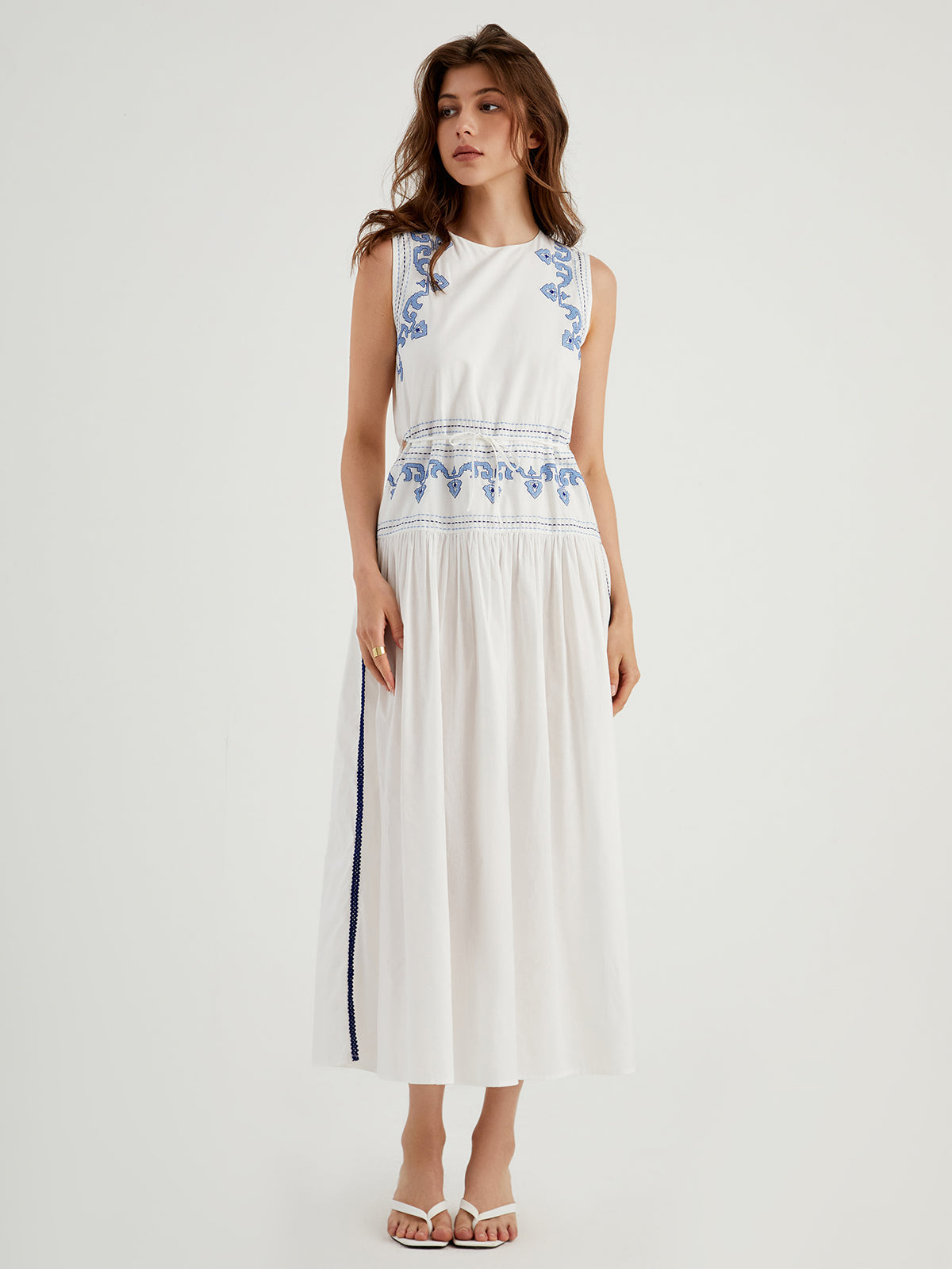 Italian Coast Embroidered Long Dress