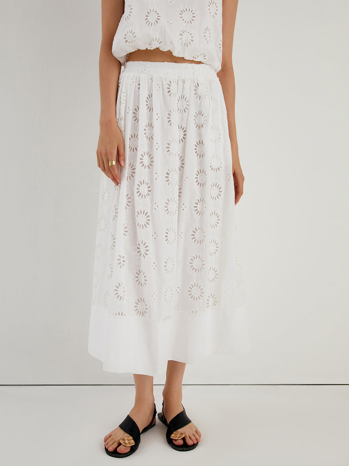 Sunflowers Eyelet Skirt