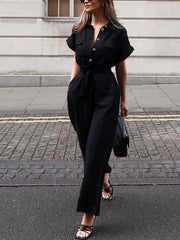 Minimalist Tied Button Down Jumpsuit