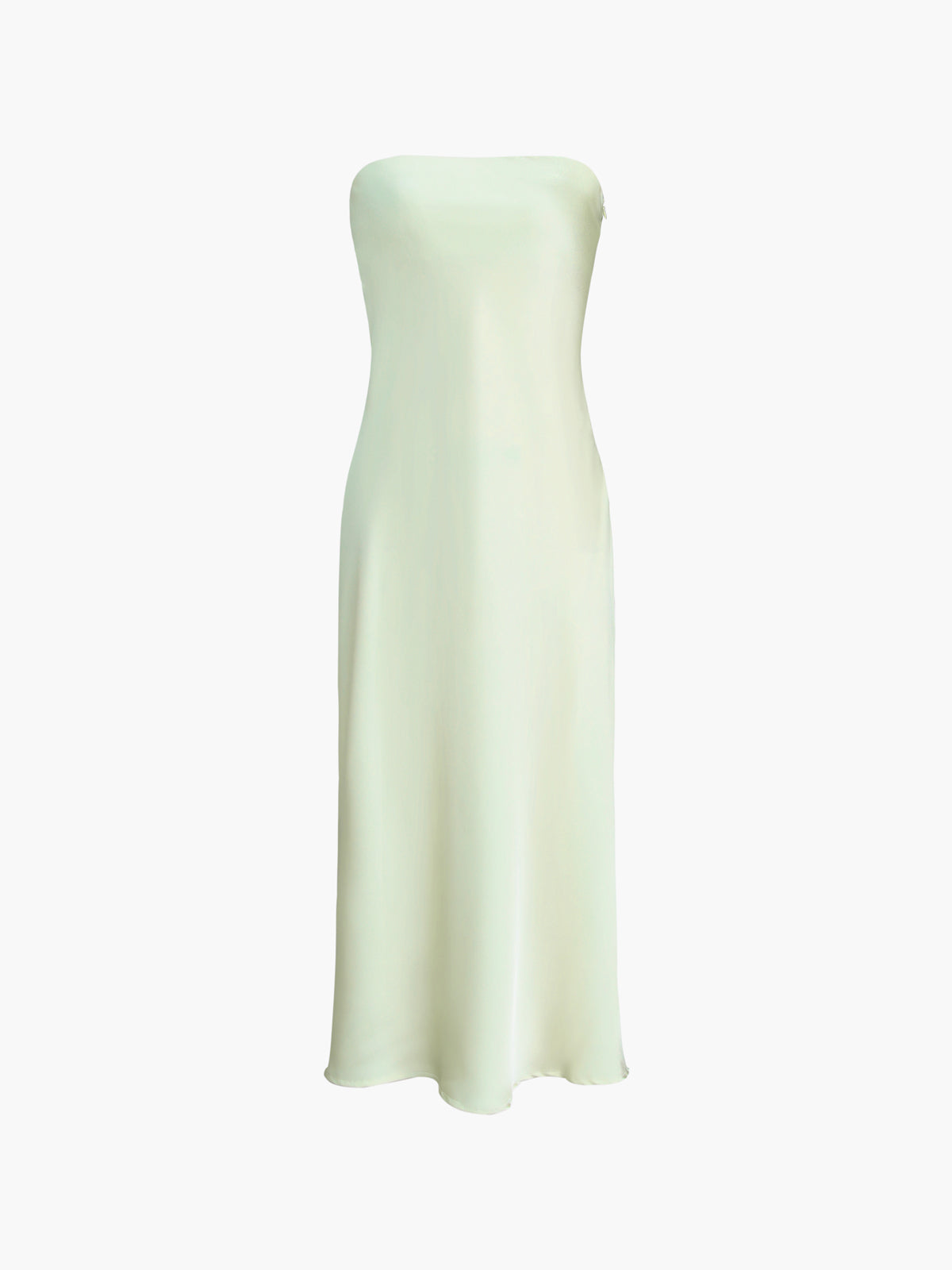 Matcha Satin Zippered Midi Tube Dress