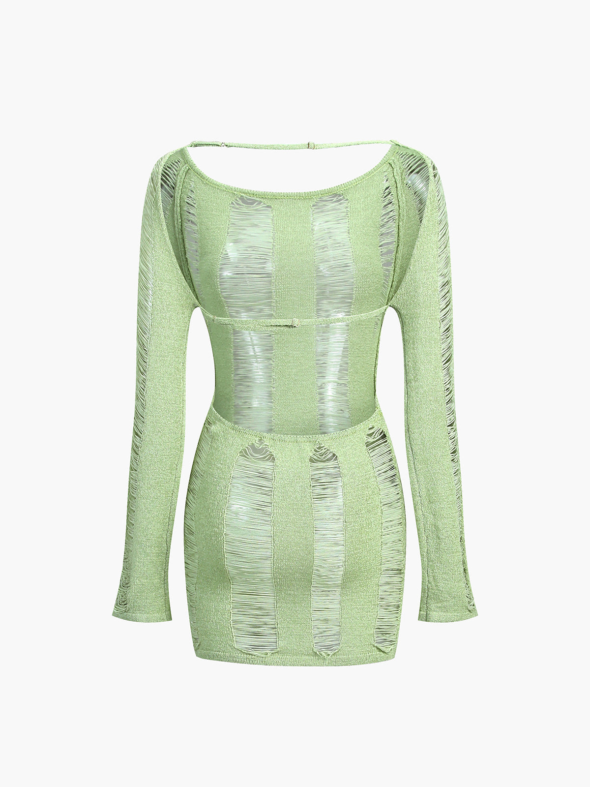 Matcha Open Knit Backless Short Dress