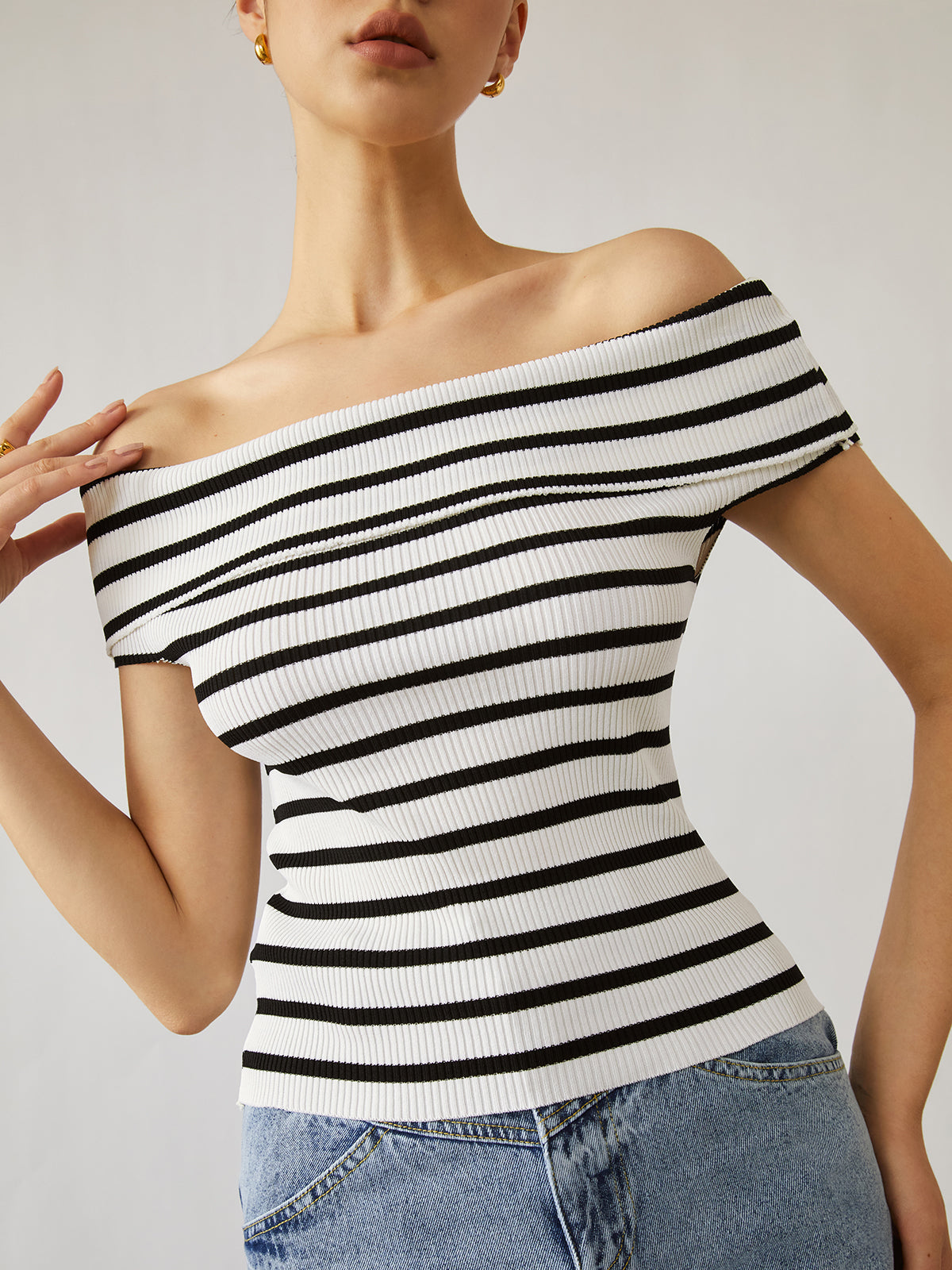 Stripe Off Shoulder Top