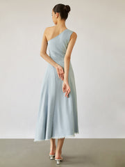 Aqua Raw Hem Denim Midi Dress