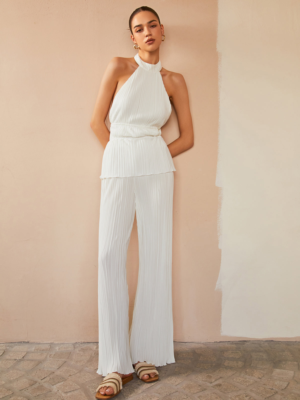 Gentle Rhythm Plisse Two Piece Pants Set