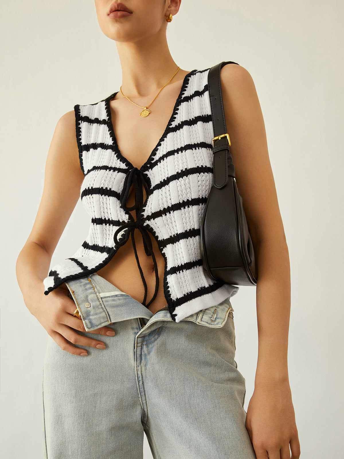 Stripe Tied Fly Away Crop Top