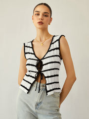 Stripe Tied Fly Away Crop Top