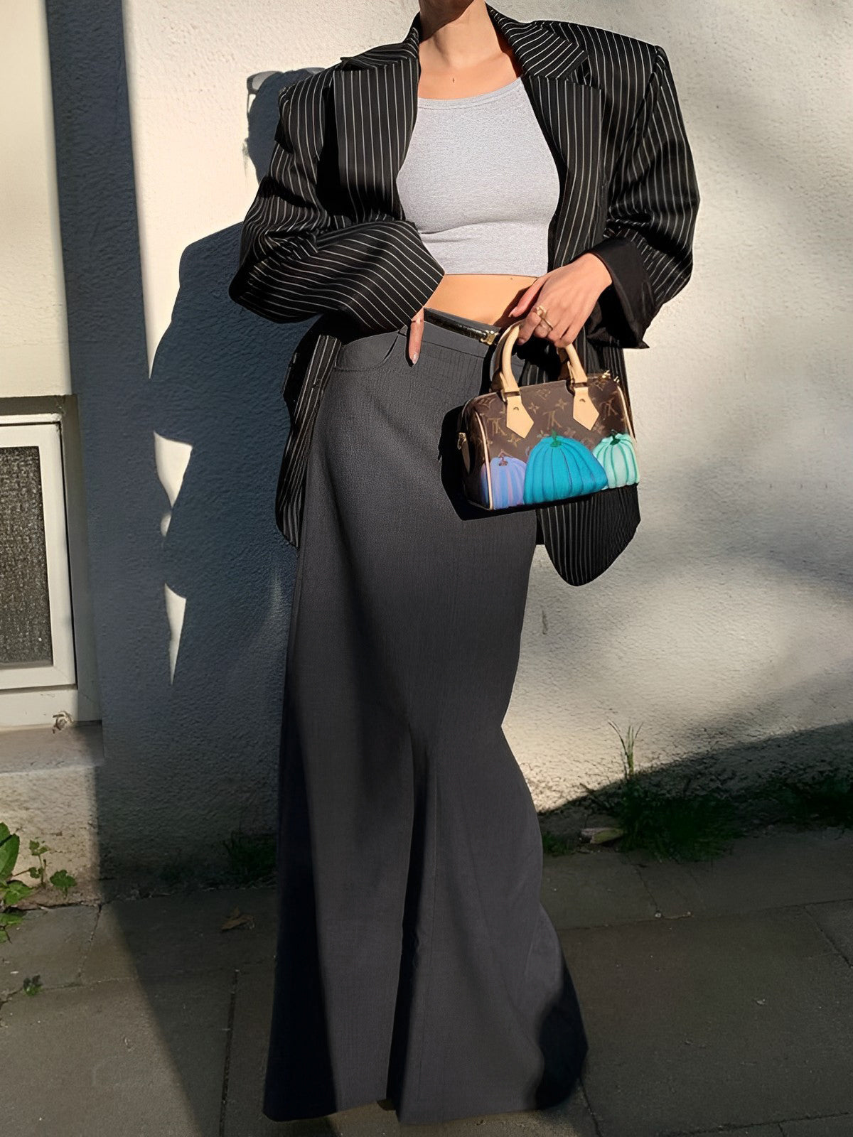 Pockets Buttoned Slit Maxi Skirt