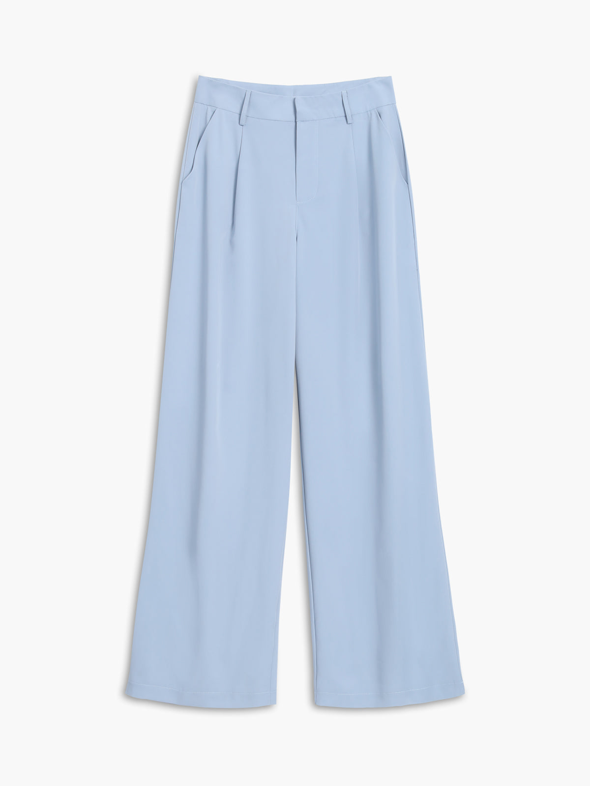 Sky Blue Pockets Wide Leg Pants