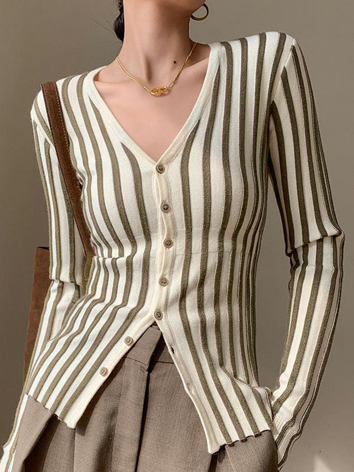 Pinstripe Button Down Cardigan