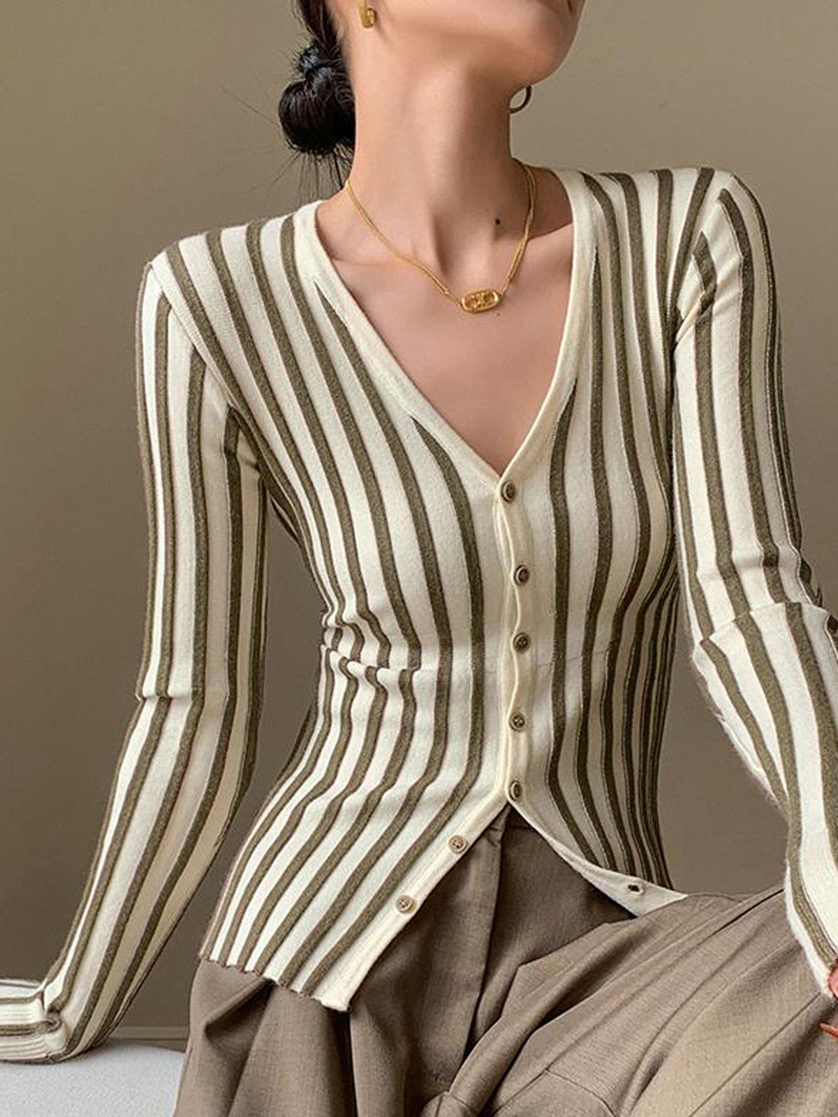 Pinstripe Button Down Cardigan