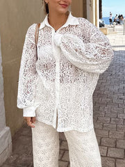 Floral Lace Cover Up Shirt