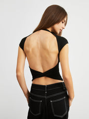 Open Back Twist Cap Sleeve Tank Top