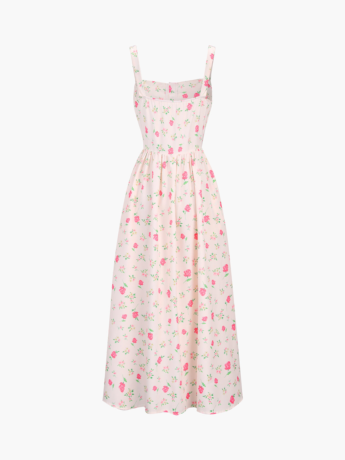 Barbiecore Button Down Floral Midi Dress